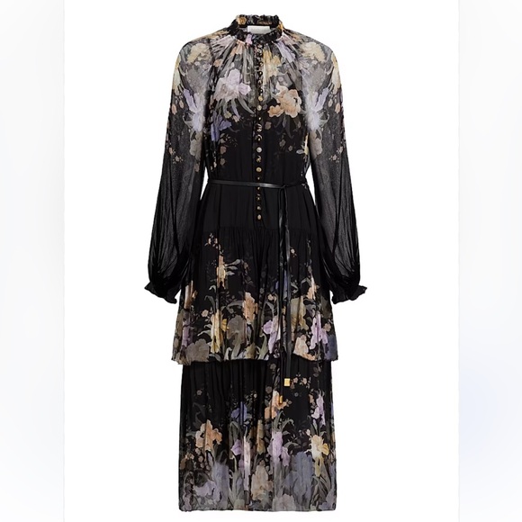 Zimmermann Black Floral Long Sleeve Dress
